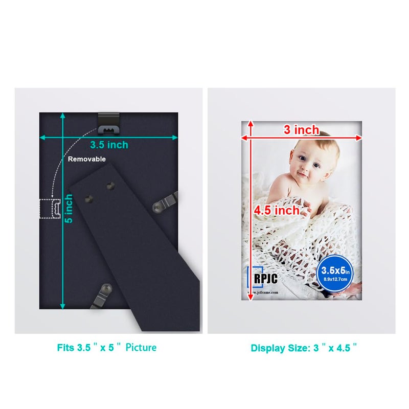 RPJC 3.5x5 inch Picture Frame Made of Solid Wood High Definition Glass for Table Top Display and Wall Mounting Photo Frame White - Image 4